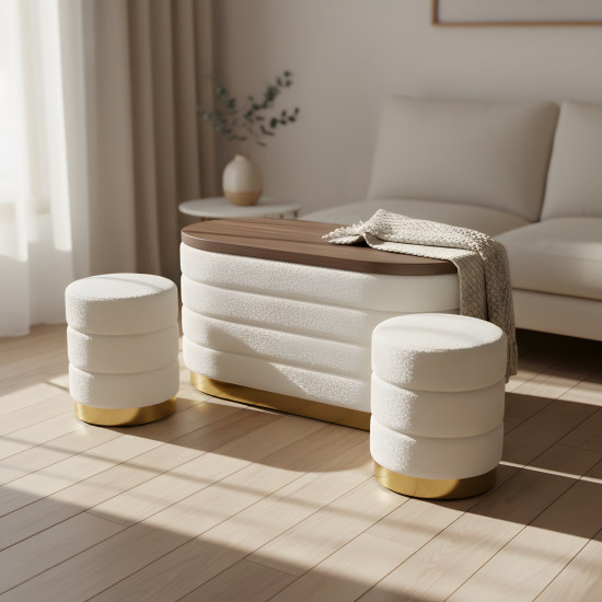 Storage Pouf Set - 3 Pcs